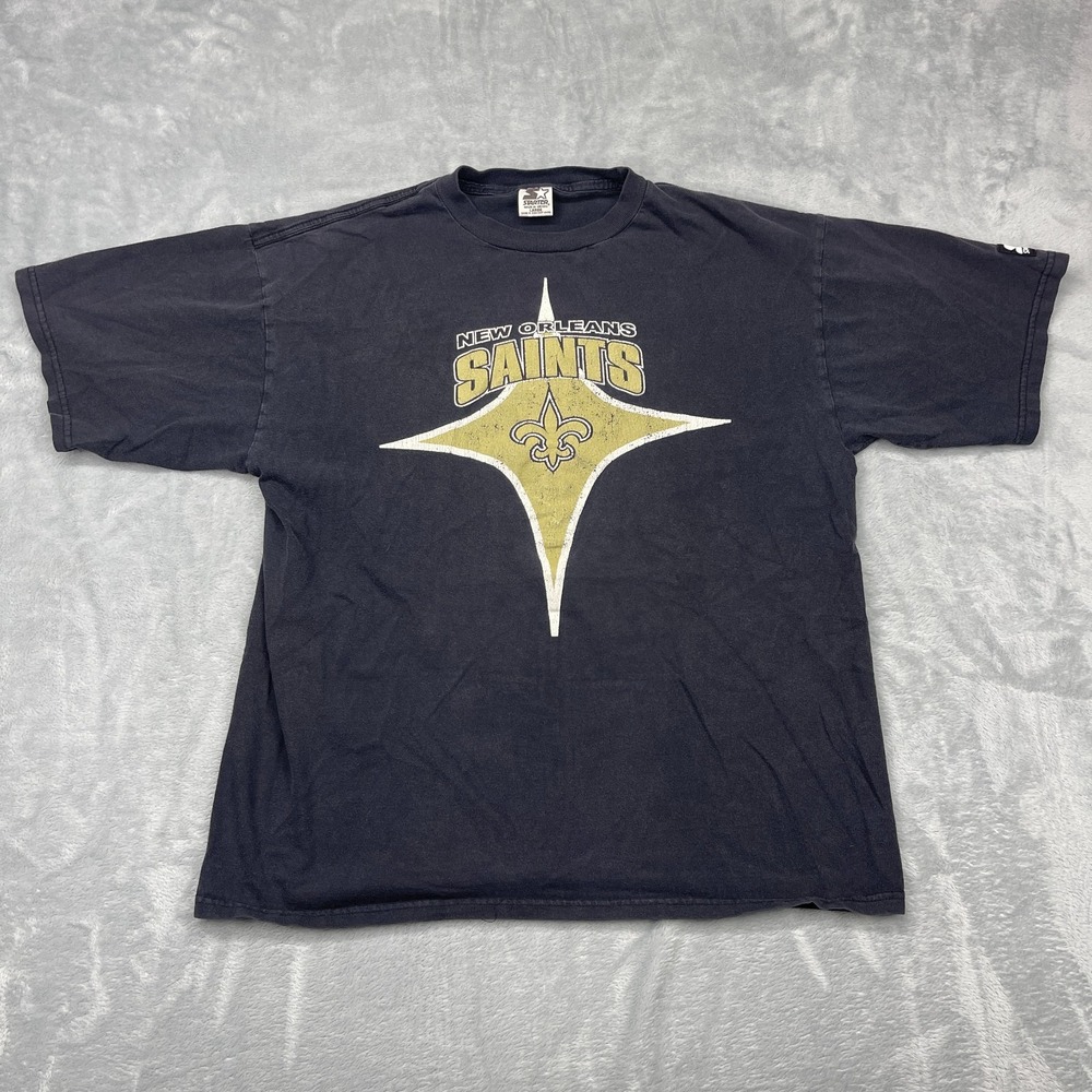 New Orleans Saints Shirt Mens L Black Starters NFL Football Sports Crew Neck Tee